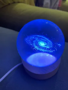 3D Galaxy Solar System Crystal Ball Night Light with Wooden Base photo review